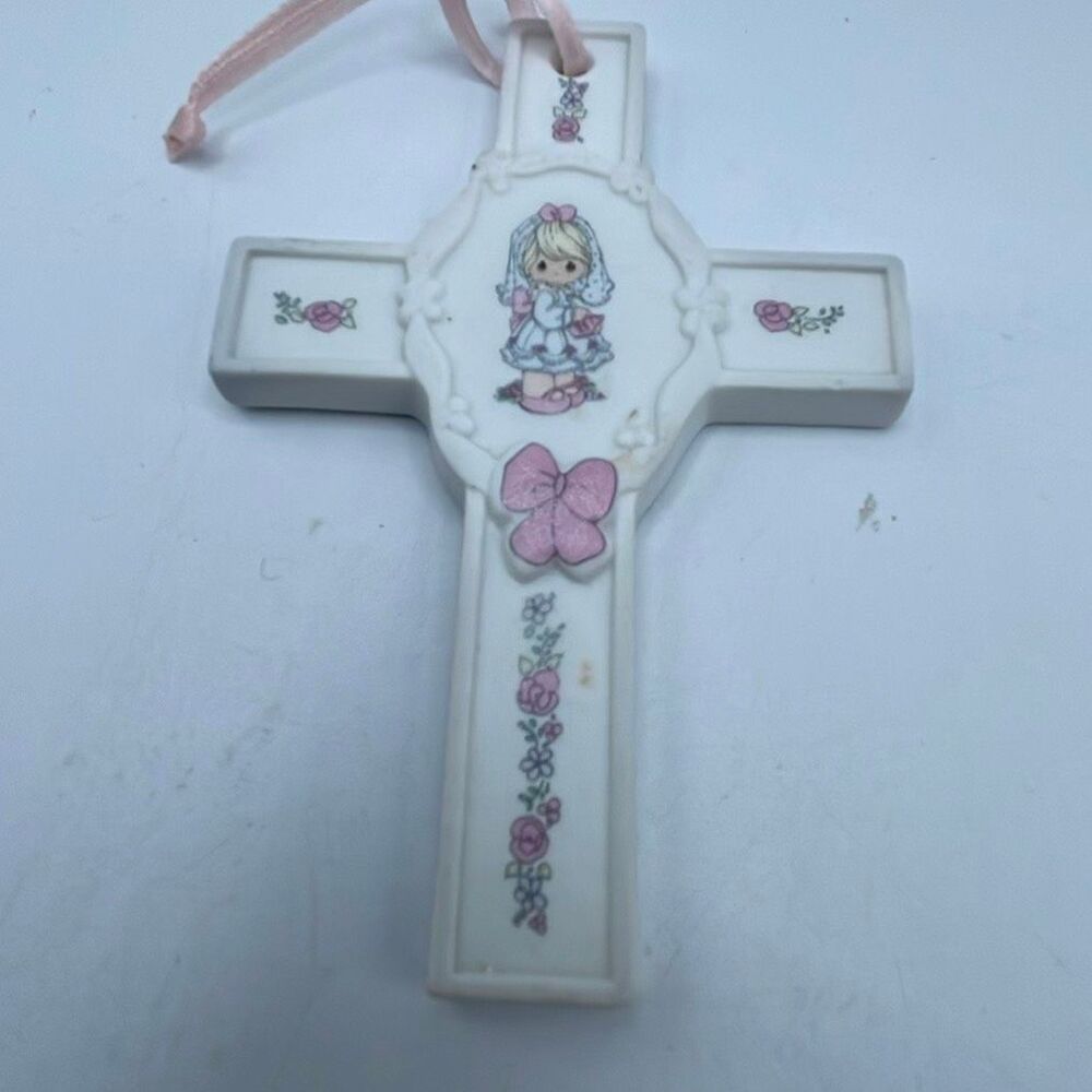 Vintage 1991 Precious Moments “porcelain cross Enesco confirmation 1st Communion